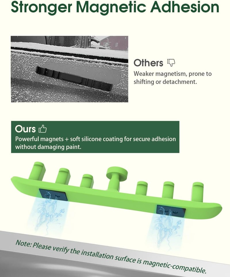 JSAHAH Magnetic Ski Holder for Side of Car – Rig Strips Magnetic Snowboard Mount – Prevent Ski and Snowboard from Tipping Over – Protects Vehicle from Scratches - Snowboard Accessories (Green) - Image 3